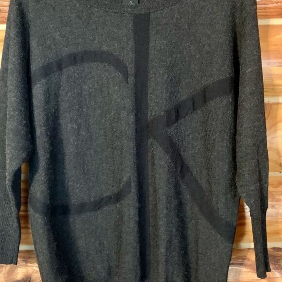 Calvin Klein Monogram Black Sweater Merino Wool Large - Picture 2 of 9